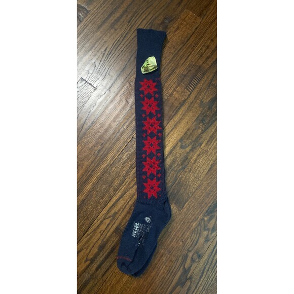 Vintage Wigwam Tall Sno Fire Knicker Socks Wool Knit Snowflake Hipster Ski - Picture 1 of 3